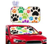 Car Windshield Sun Shade Foldable Uv Ray Sun Visor Protector Sunshade to Keep Your Vehicle Cool, Colorful Doodle Paw Car Front Window Sun Shade Visor Shield Cover for Car Accessories 51x27.5 Inch