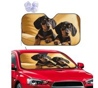 Car Windshield Sun Shade Foldable Uv Ray Sun Visor Protector Sunshade to Keep Your Vehicle Cool, Cute Two Dachshund Dog Car Front Window Sun Shade Visor Shield Cover for Car Accessories 51x27.5 Inch