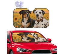 Car Windshield Sun Shade Foldable Uv Ray Sun Visor Protector Sunshade to Keep Your Vehicle Cool, Dog Paint and Sunset Car Front Window Sun Shade Visor Shield Cover for Car Accessories 55x29.9 Inch