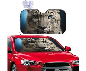 Car Windshield Sun Shade Foldable Windshield Cover Blue Eyed Snow Leopard Windshield Sun Shades Sun Visor Protector Universal Front Windshield Sunshade for Car SUV Truck