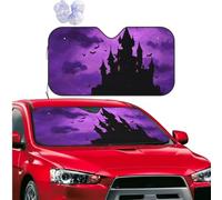Car Windshield Sun Shade Foldable Windshield Cover Halloween Castle Purple Sky Windshield Sun Shades Sun Visor Protector Universal Front Windshield Sunshade for Car SUV Truck