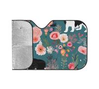 Car Windshield Sun Shade for Car Truck SUVs, Border Collie Florals Print Aluminum Foil Auto Front Window Sun Visor Sun Heat Protection Sunshade with 2 holes, M