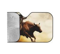 Car Windshield Sun Shade for Car Truck SUVs, cool bull riding Print Aluminum Foil Auto Front Window Sun Visor Sun Heat Protection Sunshade with 2 holes, M