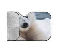 Car Windshield Sun Shade for Car Truck SUVs, Cute Polar Bear Print Aluminum Foil Auto Front Window Sun Visor Sun Heat Protection Sunshade with 2 holes, S