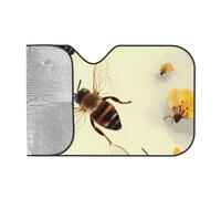 Car Windshield Sun Shade for Car Truck SUVs, honey bee Print Aluminum Foil Auto Front Window Sun Visor Sun Heat Protection Sunshade with 2 holes, S