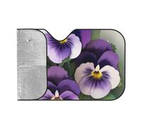 Car Windshield Sun Shade for Car Truck SUVs, Pansies Flower Print Aluminum Foil Auto Front Window Sun Visor Sun Heat Protection Sunshade with 2 holes, S