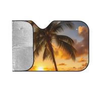 Car Windshield Sun Shade for Car Truck SUVs, Sunset Hawaiian Palm Tree Print Aluminum Foil Auto Front Window Sun Visor Sun Heat Protection Sunshade with 2 holes, S