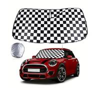 Car Windshield Sun Shade for Mini Cooper Sunshade Sun Shade Windshield Blocks 99% Heat Summer Essentials (Checkered 2)