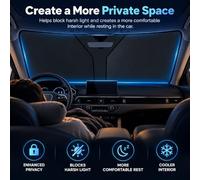 Car Windshield Sun Shade for Toyota Highlander (Kluger) 2015-2020 | Front Windscreen Reflective Cover, Foldable Sun Visor Protector, Helps Reduce Heat and Sun Exposure, Easy to Store