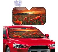 Car Windshield Sun Shade Front Window Sunshade Red Poppy Flower Field in Sunset Sun Visor Protector Foldable Car Sun Shade Windshield Reflector Sunshades for SUV Truck Cars Interior Accessories S