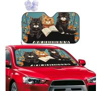 Car Windshield Sun Shade Front Window Sunshade Three cats playing notes Sun Visor Protector Foldable Car Sun Shade Windshield Reflector Sunshades for SUV Truck Cars Interior Accessories M