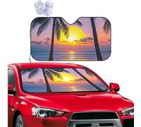 Car Windshield Sun Shade Front Window Sunshade Tropical Beach Palm Tree Sunset Sun Visor Protector Foldable Car Sun Shade Windshield Reflector Sunshades for SUV Truck Cars Interior Accessories M