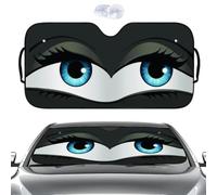 Car Windshield Sun Shade - Funny Big Eyes Cartoon Visor, Foldable Front Window Sunshade with Suction Cups, UV Block & Heat Insulation, Universal Fit for Trucks, SUVs, Sedans