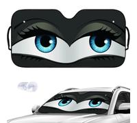 Car Windshield Sun Shade, Funny Big Eyes Heat UV Reflective Sunshade, Foldable Sun Shade Windshield, Aluminum Foil Inside Windscreen Sunshade Protector, Cartoon Cars Visor, Suitable for Summer Driving