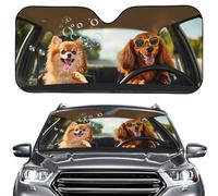 Car Windshield Sun Shade Funny Pomeranian Golden Retriever Foldable S | Car Sun Shade Windscreen Keep Vehicle Cooler Universal Windscreen Sunshade