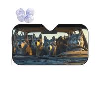 Car Windshield Sun Shade Funny Wolves Folding Car Front Window Sunshade Cool Reflective Sun Blocker Fits Cars SUV Trucks