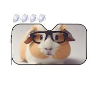 Car Windshield Sun Shade Guinea Pig With Glasses Print Foldable Car Sun Shade for Front Windshield Sunshades