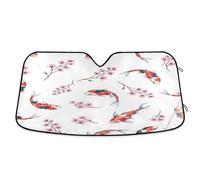 Car Windshield Sun Shade Koi Fish Floralwhite, Foldable Car Windshield Insulation Cover, Front Window Cover - 55×27.6 Inch