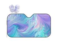 Car Windshield Sun Shade Liquid Texture Teal Purple Folding Car Front Window Sunshade Cool Reflective Sun Blocker Fits Cars SUV Trucks