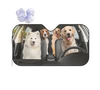 Car Windshield Sun Shade Lovely Dogs Animal Pet Dogs Folding Car Front Window Sunshade Cool Reflective Sun Blocker Fits Cars SUV Trucks