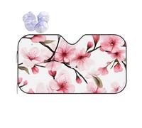Car Windshield Sun Shade Pink Cherry Blossom Floral Sakura Folding Car Front Window Sunshade Cool Reflective Sun Blocker Fits Cars SUV Trucks