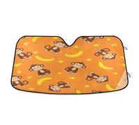 Car Windshield Sun Shade Playful Brown Monkeys, Foldable Front Window Cover, Car Windshield Cover - 53×23.5 Inches