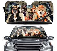 Car Windshield Sun Shade Puppy Witch Pumpkin Halloween Dog Foldable S | Car Windscreen Sun Shade UV Protection Universal Auto Sun Shade Windscreen