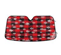 Car Windshield Sun Shade Red Black Plaid Snowflakes White, Foldable Car Windshield UV Shield, Front Window Cover - 57×31.5 Inches