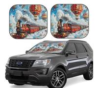 Car Windshield Sun Shade Red Train Hot Air Balloon - Foldable Car Sun Shade Windshield, SUV Car Interior Windshield Sun Shade Offers Full Protection