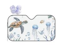 Car Windshield Sun Shade Sea Turtle Starfish Jellyfish Underwater Creatures Folding Car Front Window Sunshade Cool Reflective Sun Blocker Fits Cars SUV Trucks