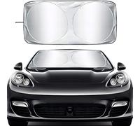 Car Windshield Sun Shade,Silver-Coated Zero Light Penetration Sun Visor, Windshield Cover To Keep Your Vehicle Cool And Damage Free,Fits Cars, Truck (Silvery)