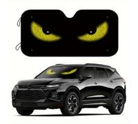 Car Windshield Sun Shade, Stylized Evil Eyes Printed Front Window Sun Visor, Foldable UV Protection Heat Insulation Sunshade for Most Cars SUVs (yellow)