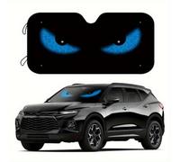 Car Windshield Sun Shade, Stylized Evil Eyes Printed Front Window Sun Visor, Foldable UV Protection Heat Insulation Sunshade for Most Cars SUVs (blue)