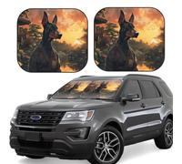 Car Windshield Sun Shade - Sunset Meditating Doberman Foldable Car Sun Shade Visor, Windshield Sunshade Cover, Car Sun Shade Offers Full Protection