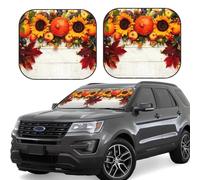 Car Windshield Sun Shade - Thanksgiving with Autumn Pumpkins Fall Leaves Foldable Car Sun Shade Visor, Windshield Sunshade Cover, Car Sun Shade Offers Full Protection