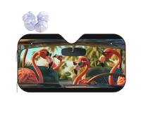 Car Windshield Sun Shade Tropical Animal Flamingo Pattern Folding Car Front Window Sunshade Cool Reflective Sun Blocker Fits Cars SUV Trucks