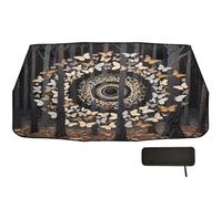 Car Windshield Sun Shade Umbrella 58x29.7 Artistic Butterflies Autumn Trees 360° Rotatable UV & Heat Shield for Cars SUVs Trucks
