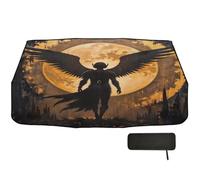 Car Windshield Sun Shade Umbrella 58x29.7 Dark Winged Figure Celestial 360° Rotatable UV & Heat Shield for Cars SUVs Trucks