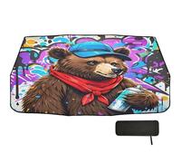 Car Windshield Sun Shade Umbrella 58x29.7 Street Art Bear Purple 360° Rotatable UV & Heat Shield for Cars SUVs Trucks