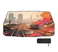 Car Windshield Sun Shade Umbrella 58x29.7 White Horse Turquoise Castle 360° Rotatable UV & Heat Shield for Cars SUVs Trucks