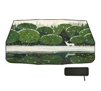 Car Windshield Sun Shade Umbrella 58x29.7 Winter Green Trees Deer 360° Rotatable UV & Heat Shield for Cars SUVs Trucks