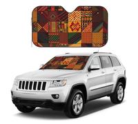 Car Windshield Sunshade African Style Patchwork Car Front Window Covers Foldable Reflector Front Window Sun Shade Sun Visor Protector Universal Fit Cars SUV Truck Keep Your Vehicle Cool
