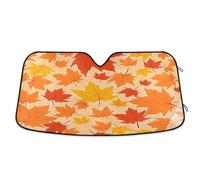 Car Windshield Sunshade Autumn Maple Leaf Yellow Fallen Leaves Blocks Sun Visor Protector Foldable Sun Shield