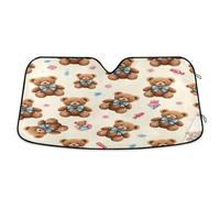 Car Windshield Sunshade Cute Bears Brown, Foldable Car Sunscreen, Front Window Cover - 55×27.6 Inch