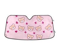 Car Windshield Sunshade Cute Bears Pastel Pink, Foldable Front Window Cover, Car Windshield Protector from Heat - 57×31.5 Inch