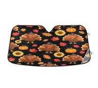 Car Windshield Sunshade Cute Cartoon Turkeys Brown, Foldable Sun Cover for Car Windshield, Front Window Cover (53×23.5 Inch)