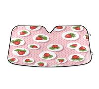 Car Windshield Sunshade Cute Red Strawberries Pink, Foldable Car Windshield Insulation Cover, Front Window Cover - 57×31.5 Inches