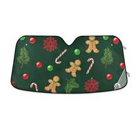 Car Windshield Sunshade Gingerbread Men Green, Foldable Front Window Cover, Heatshield Sunshade - 53×23.5 Inches
