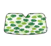 Car Windshield Sunshade Green Monstera Leaves, Foldable Front Window Cover, Windshield Sun Visor - 55×27.6 Inches