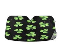 Car Windshield Sunshade Green Shamrocks Clovers Black, Foldable Heatshield Sunshade, Front Window Cover (53×23.5 Inch)